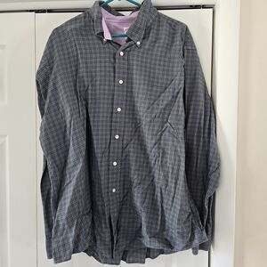 Brooks Brothers Green and Purple Plaid Button-Down Shirt with Pink Collar Lining